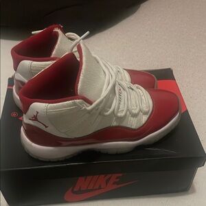 Nike Red and White Sneakers with Patent Leather Overlays